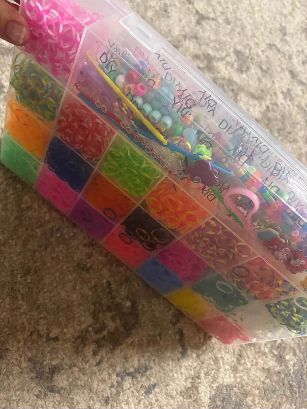 Assorted Neon Loom Bands & Beads Kit - Multicolor Rubber Bands